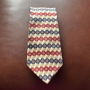 Johnson & Murphy Rhombus Domino Pattern Hand Tailored Mens Silk Tie